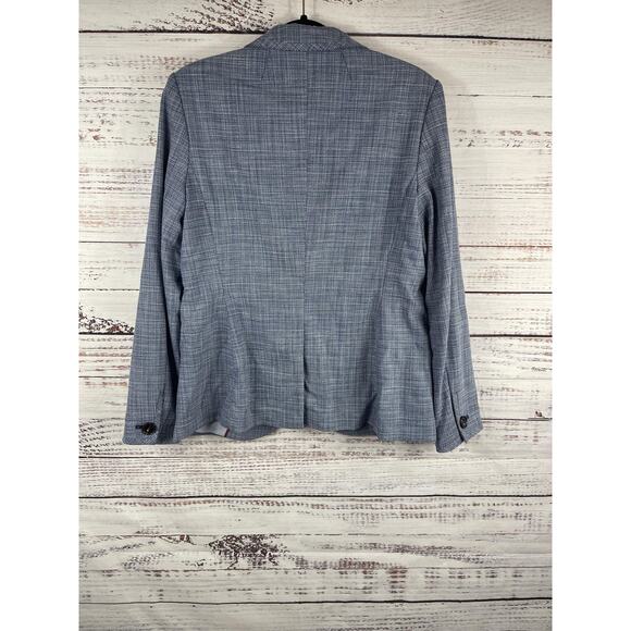 Tommy Hilfiger Blazer Womens 10 Blue Check One Button Lined Career Jacket Work - Picture 9 of 11